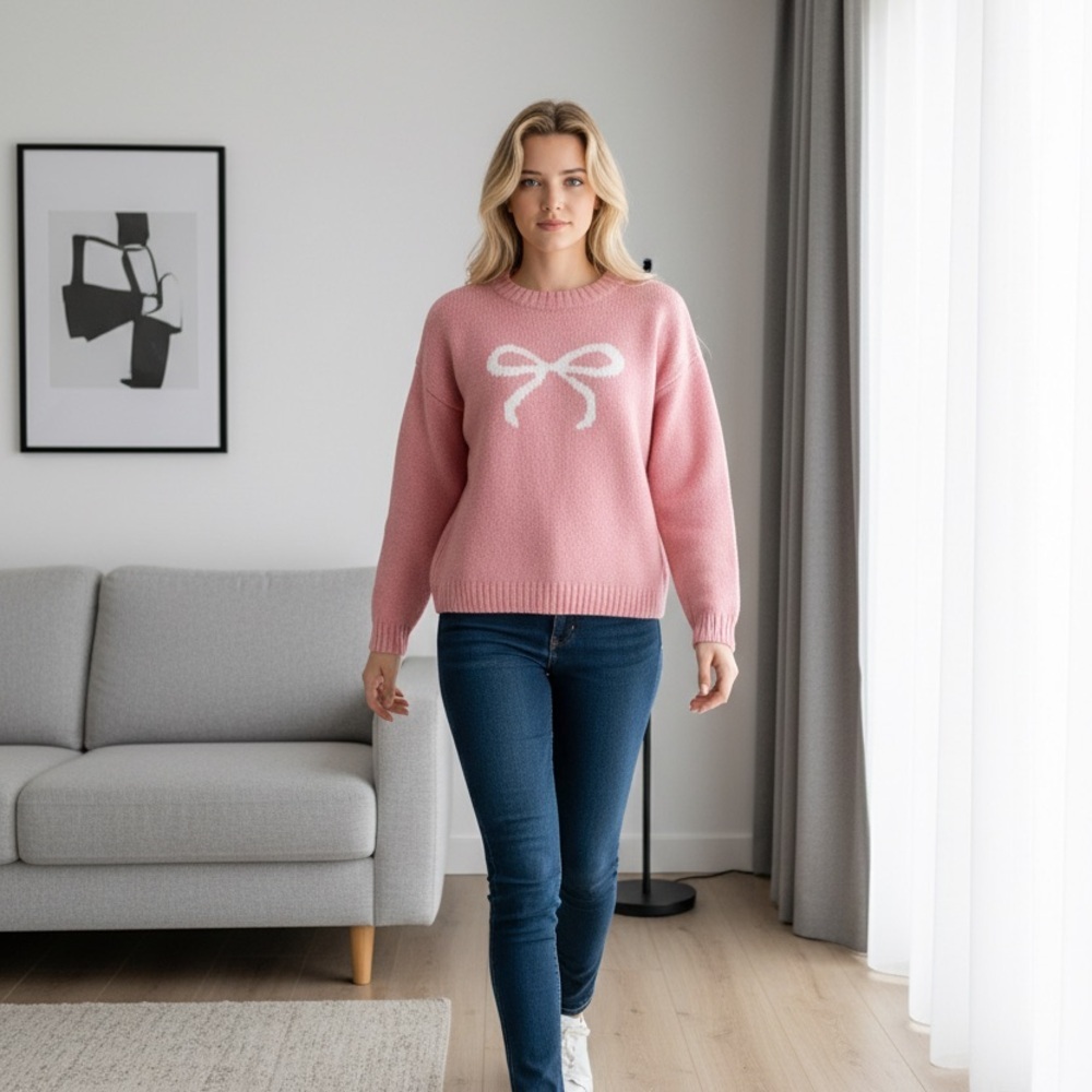 Sincerely Jules Pink Bow Crew Neck Sweater